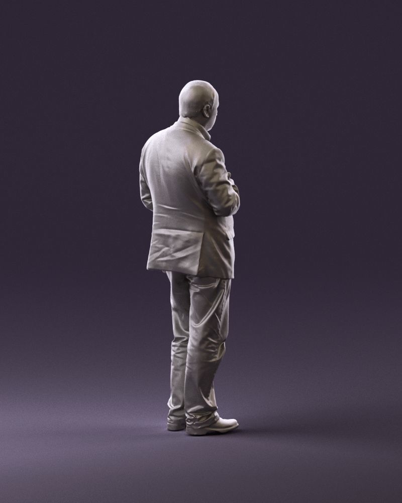 Man in brown suit jacket botlle in hands 0939 3D Print Ready 3D print model_5