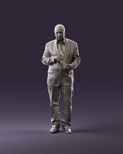 Man in brown suit jacket botlle in hands 0939 3D Print Ready 3D print model