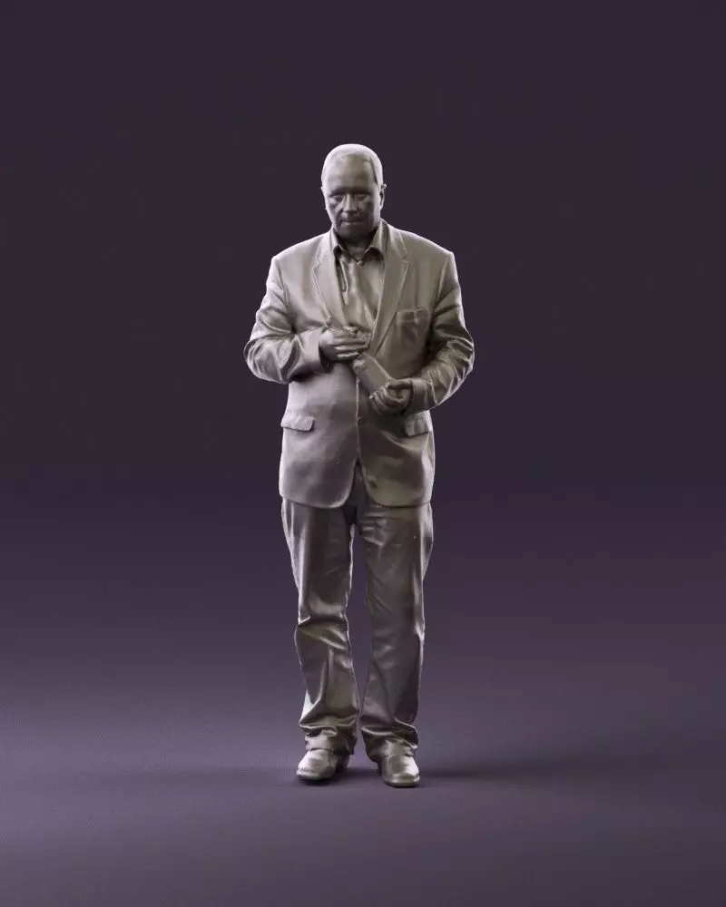 Man in brown suit jacket botlle in hands 0939 3D Print Ready 3D print model_0