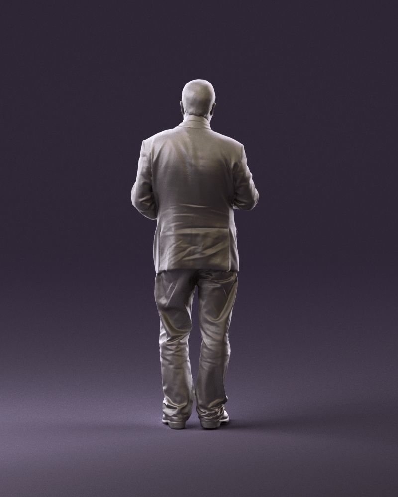 Man in brown suit jacket botlle in hands 0939 3D Print Ready 3D print model_6