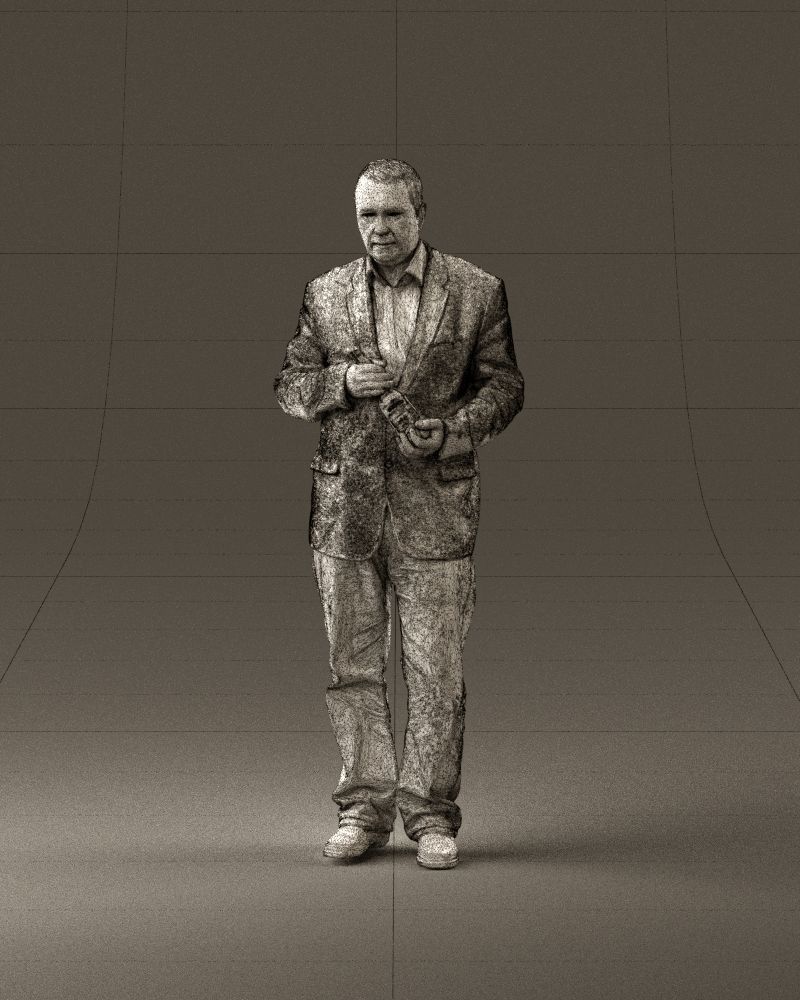 Man in brown suit jacket botlle in hands 0939 3D Print Ready 3D print model_35