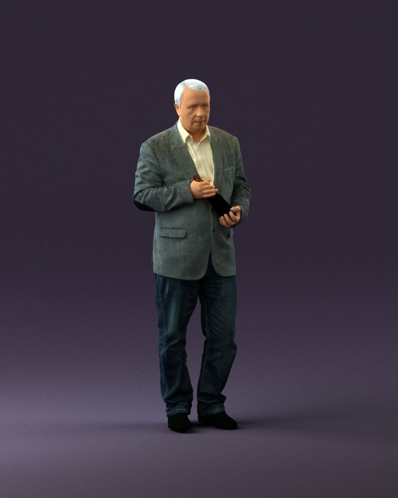 Man in brown suit jacket botlle in hands 0939 3D Print Ready 3D print model_14