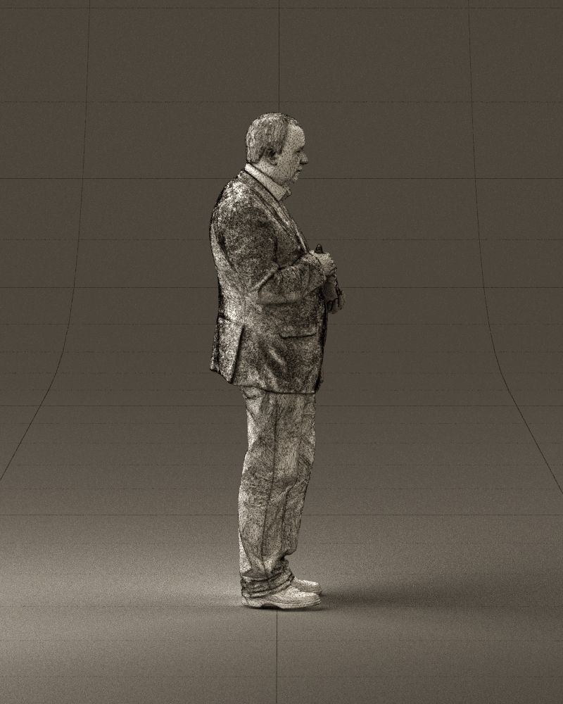 Man in brown suit jacket botlle in hands 0939 3D Print Ready 3D print model_28