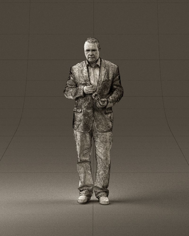Man in brown suit jacket botlle in hands 0939 3D Print Ready 3D print model_24