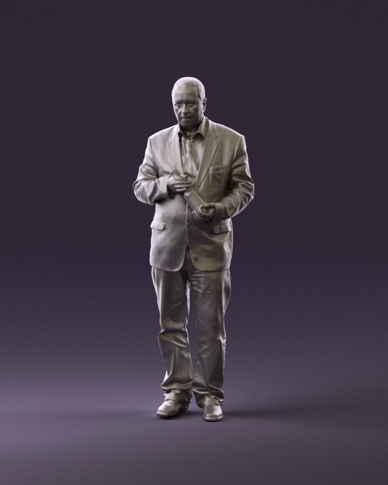 Man in brown suit jacket botlle in hands 0939 3D Print Ready 3D print model_11