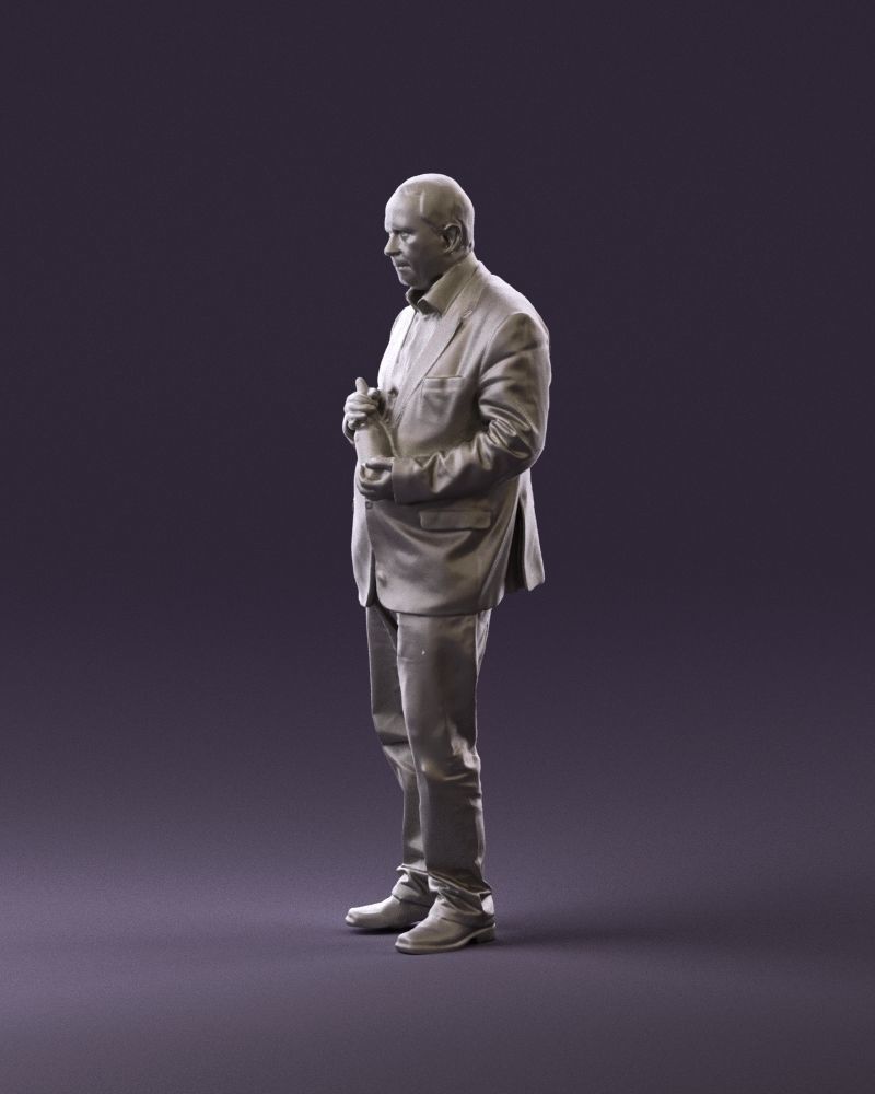 Man in brown suit jacket botlle in hands 0939 3D Print Ready 3D print model_9