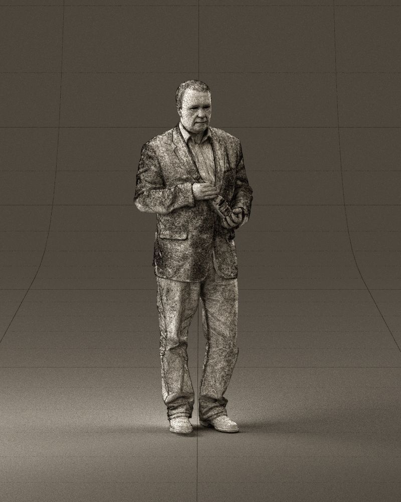 Man in brown suit jacket botlle in hands 0939 3D Print Ready 3D print model_26