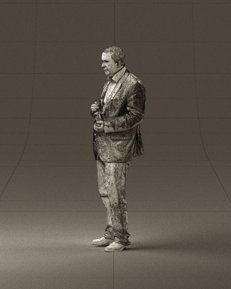 Man in brown suit jacket botlle in hands 0939 3D Print Ready 3D print model_33