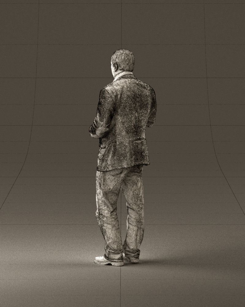 Man in brown suit jacket botlle in hands 0939 3D Print Ready 3D print model_31