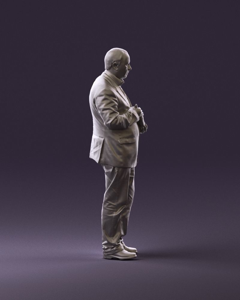 Man in brown suit jacket botlle in hands 0939 3D Print Ready 3D print model_4