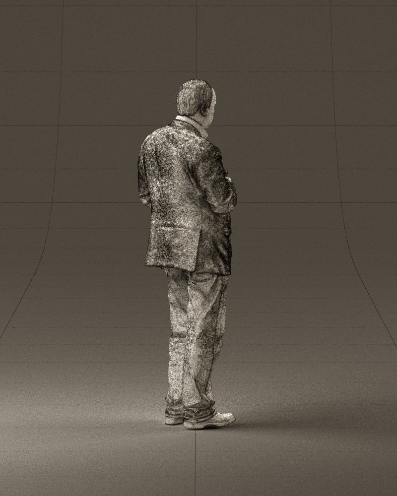 Man in brown suit jacket botlle in hands 0939 3D Print Ready 3D print model_29