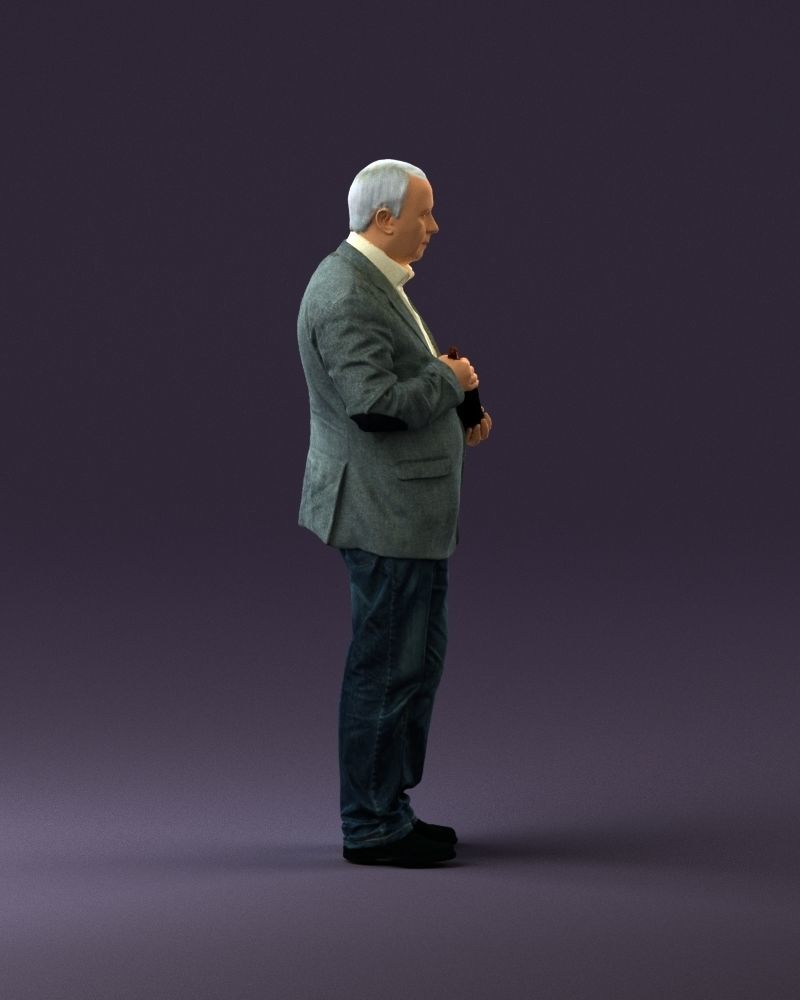 Man in brown suit jacket botlle in hands 0939 3D Print Ready 3D print model_16