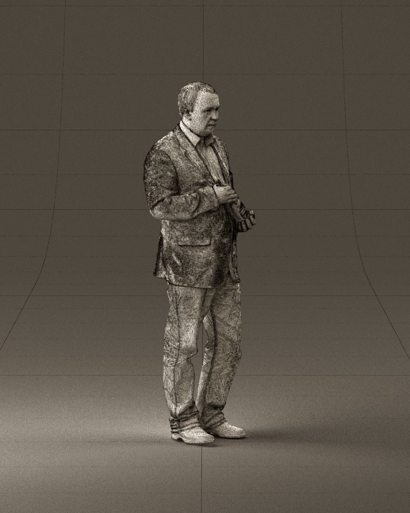 Man in brown suit jacket botlle in hands 0939 3D Print Ready 3D print model_27