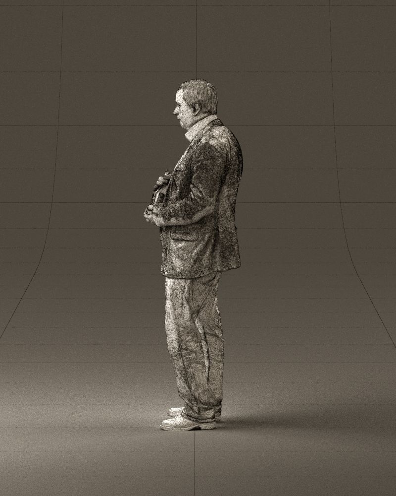 Man in brown suit jacket botlle in hands 0939 3D Print Ready 3D print model_32