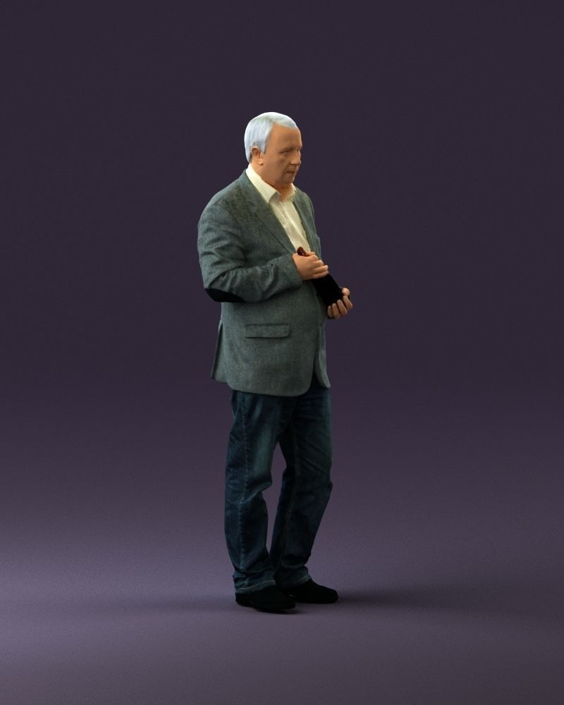 Man in brown suit jacket botlle in hands 0939 3D Print Ready 3D print model_15