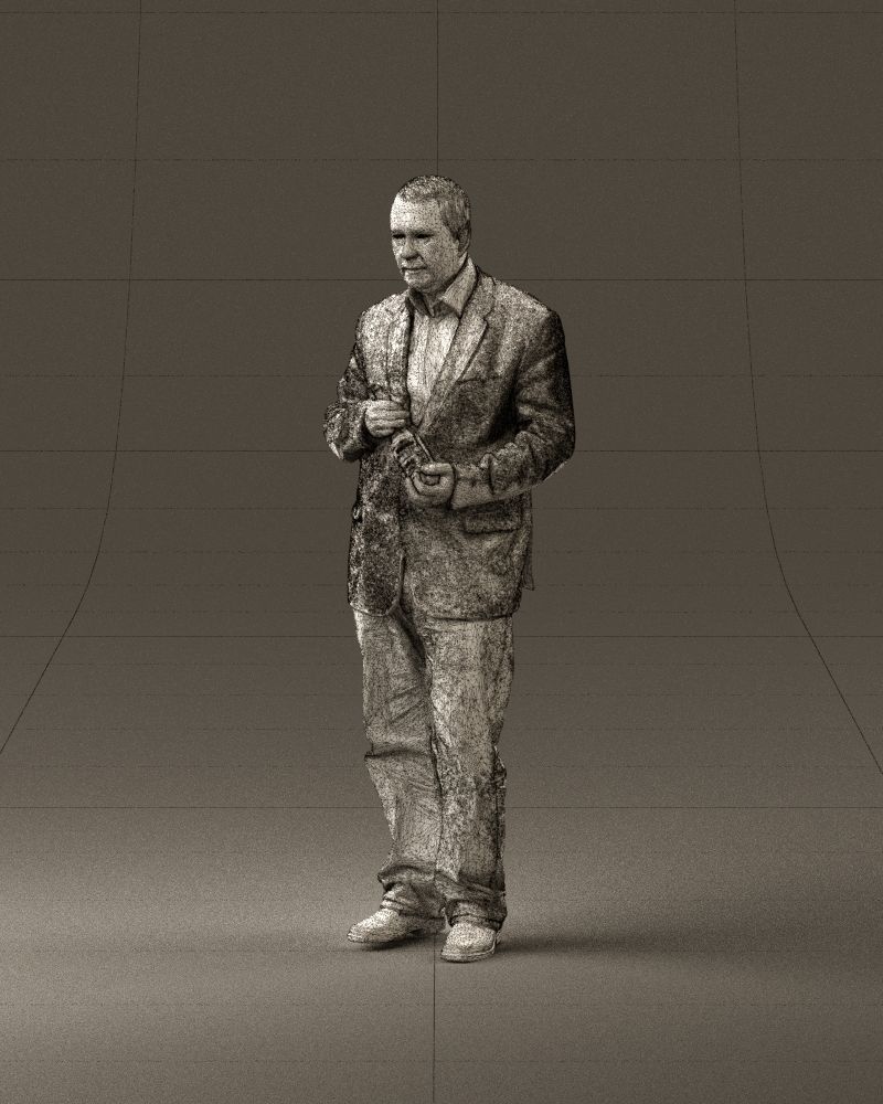Man in brown suit jacket botlle in hands 0939 3D Print Ready 3D print model_34