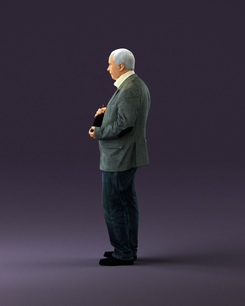 Man in brown suit jacket botlle in hands 0939 3D Print Ready 3D print model_20