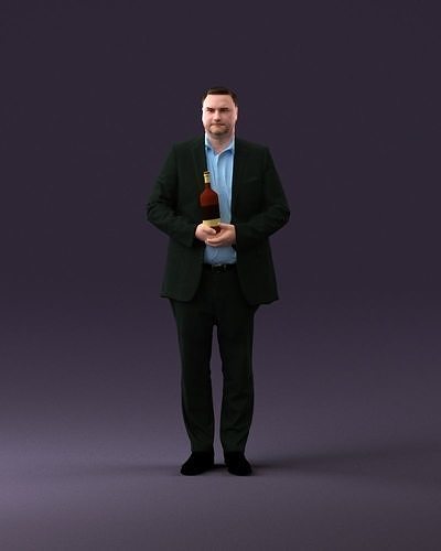 Man in dark suit with alcohol 0947 3D model