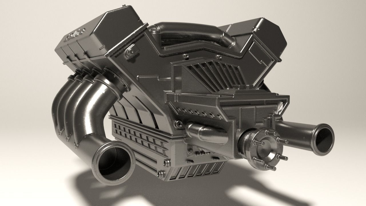 car Engine for 3Dprint 3D print model_3