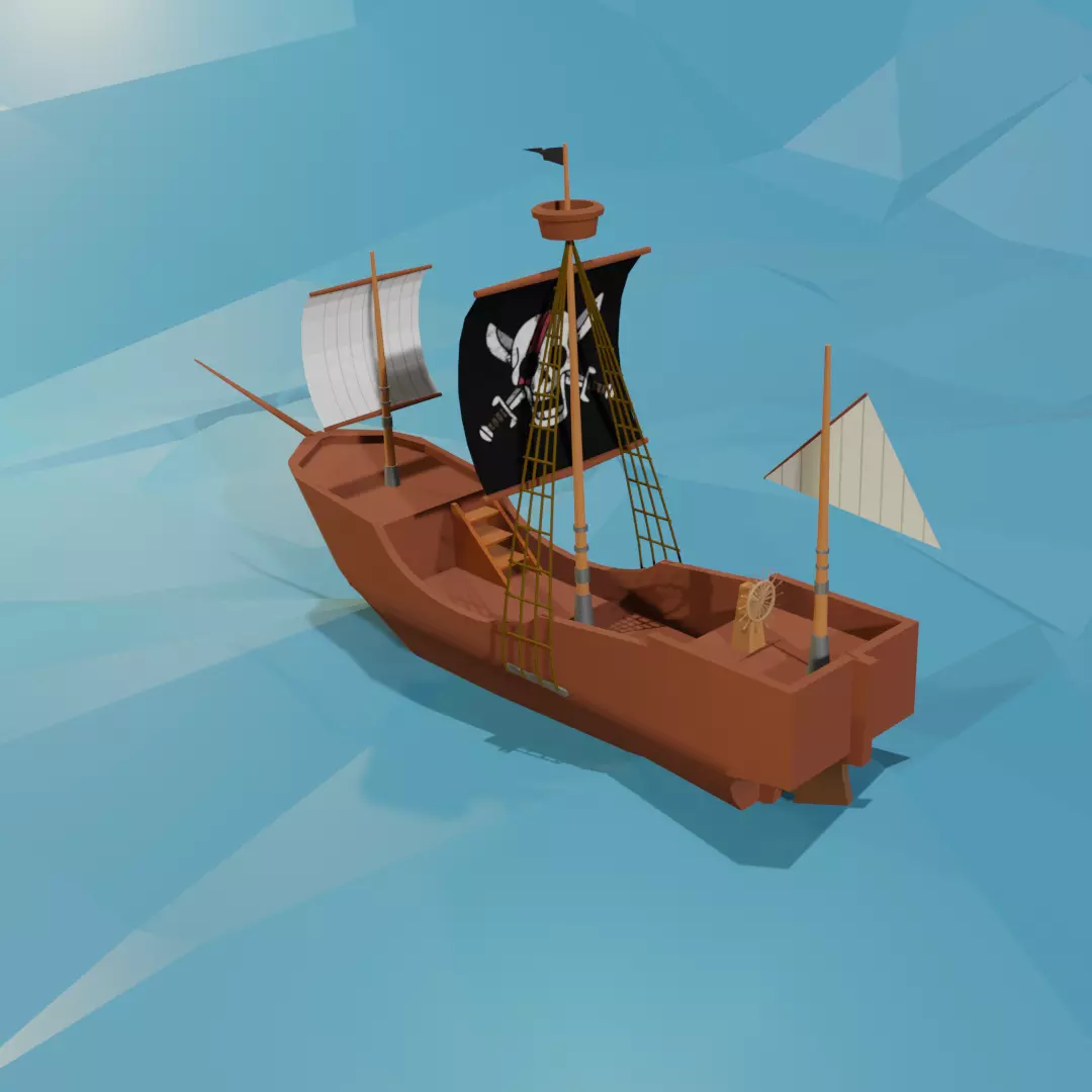 3d pirate ship Free low-poly 3D model