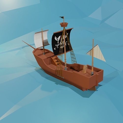 3d pirate ship   Free low-poly 3D model