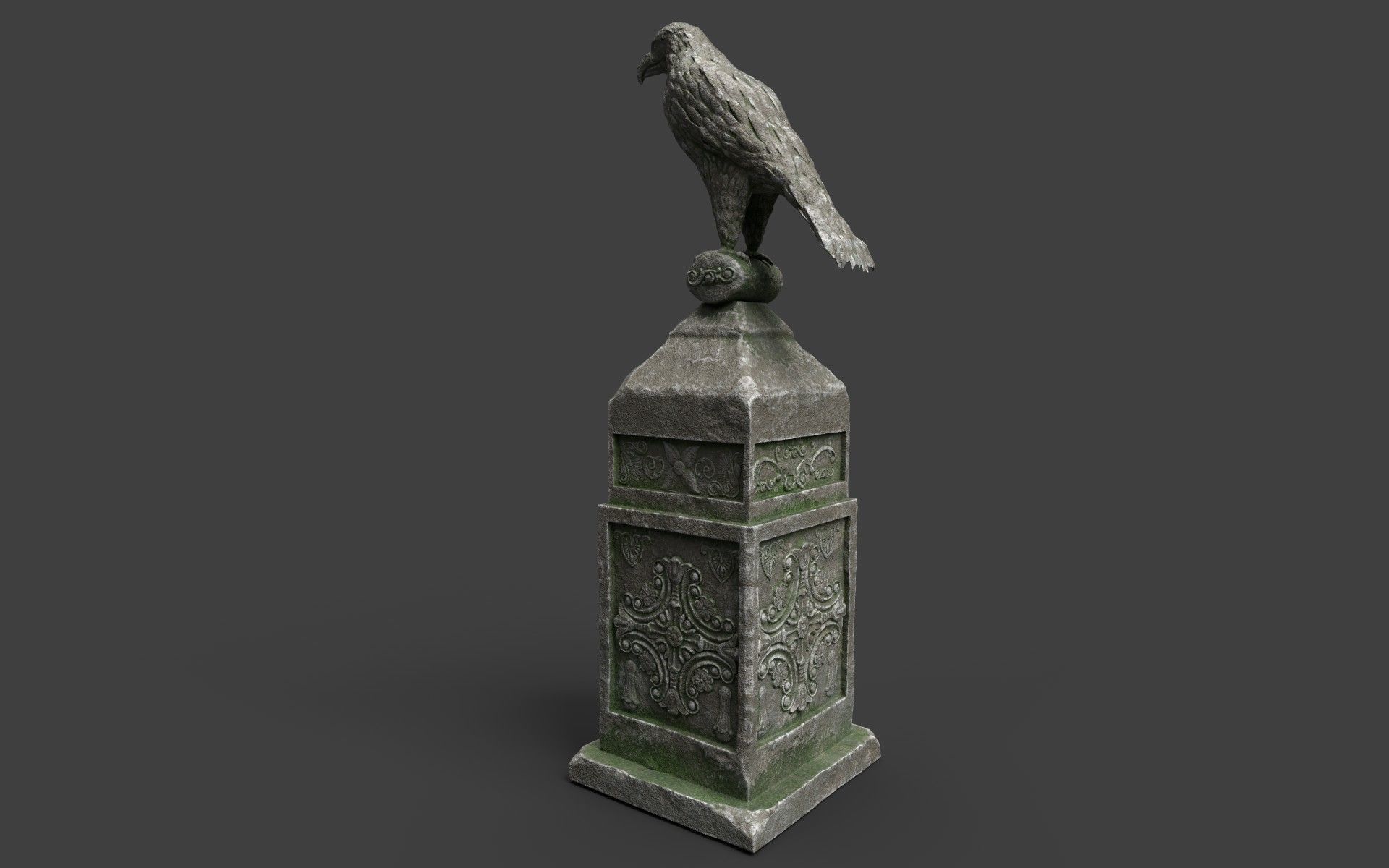Eagle Statue 2 Low-poly 3D model_3