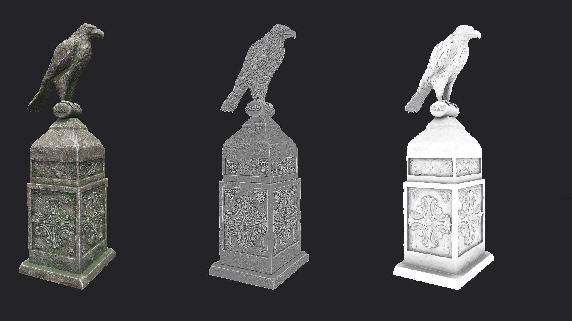 Eagle Statue 2 Low-poly 3D model_6