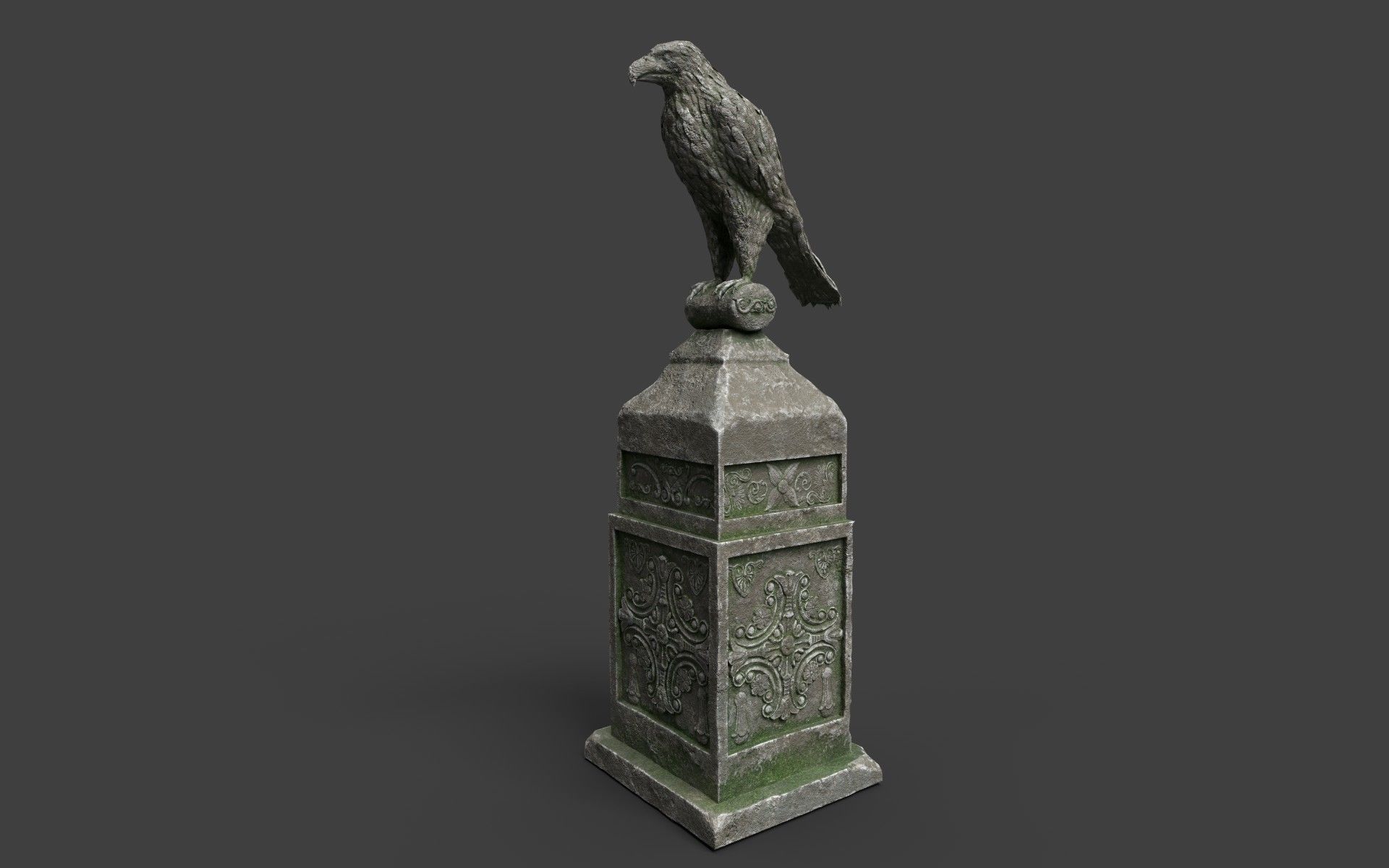 Eagle Statue 2 Low-poly 3D model_1