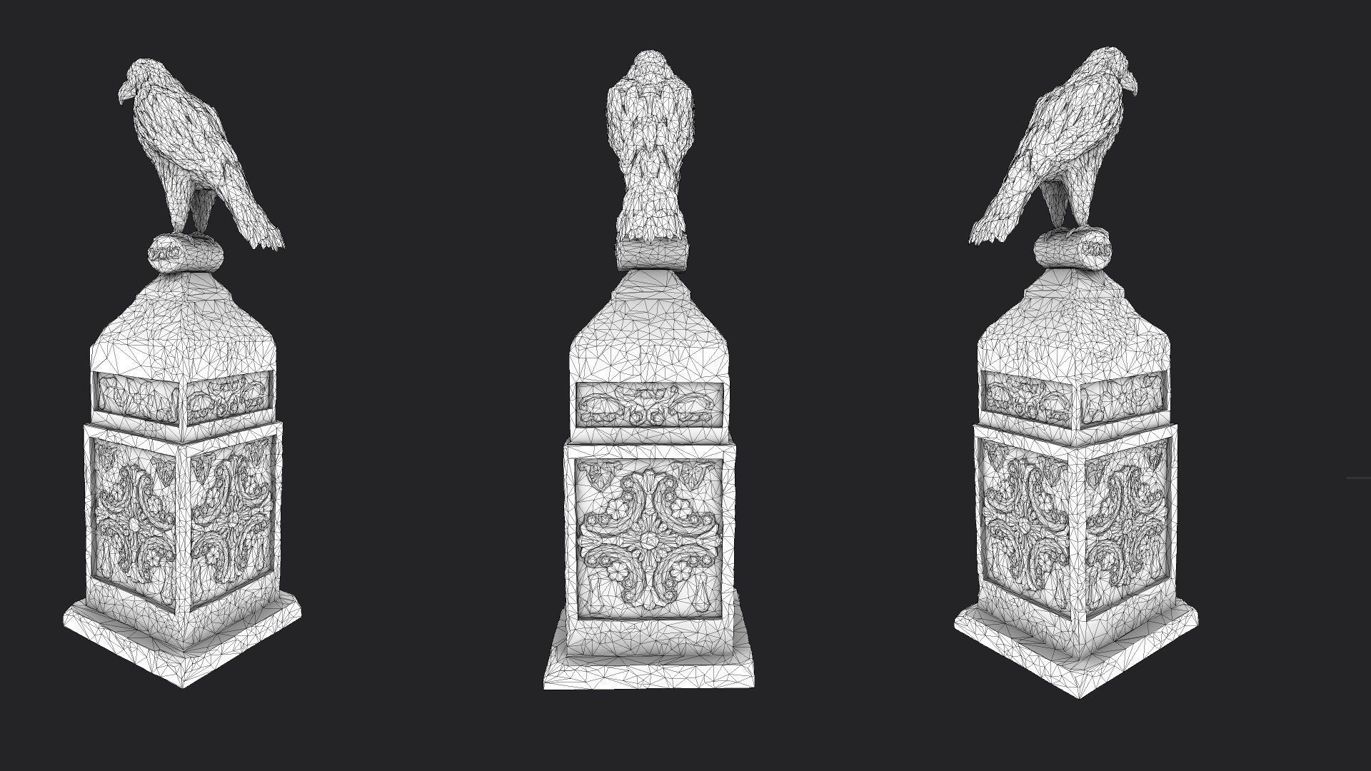 Eagle Statue 2 Low-poly 3D model_8