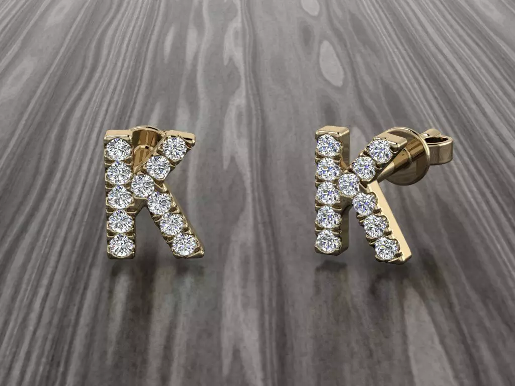 Jewelry Alphabet Earring K 3D print model
