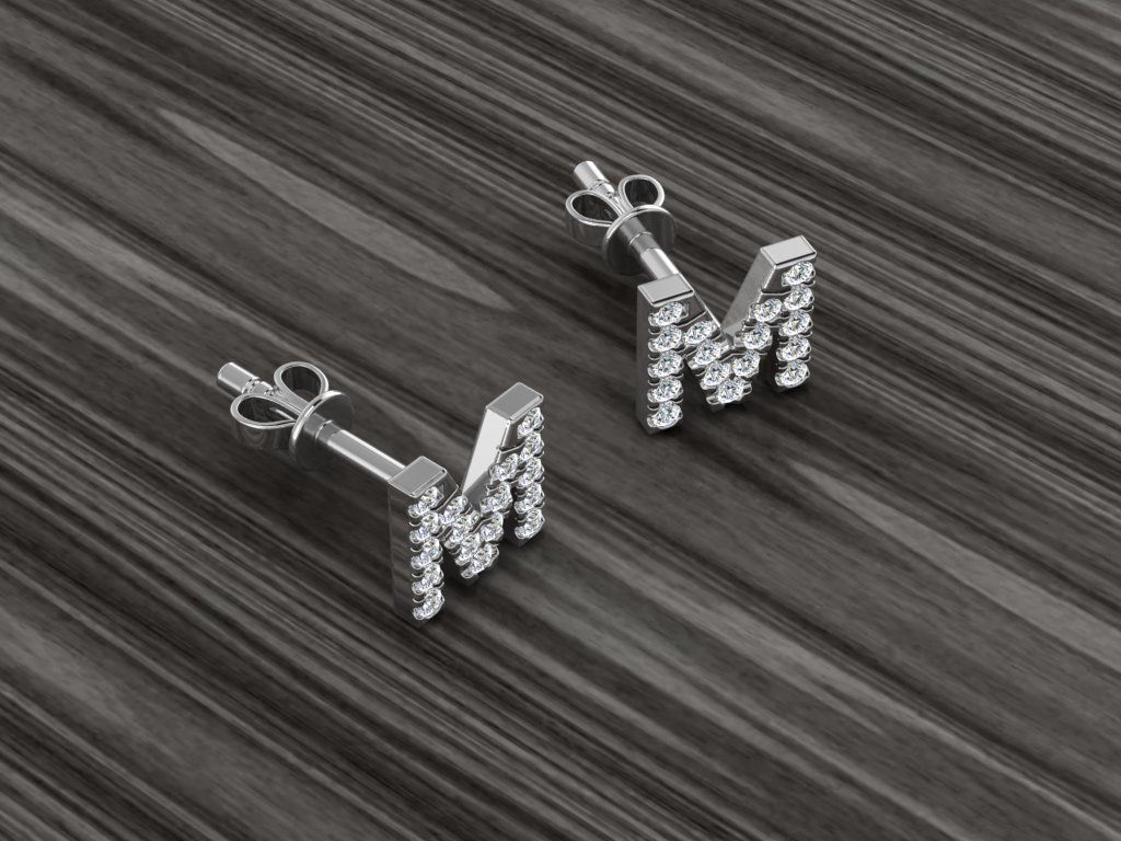 Jewelry Alphabet Earring M 3D print model_8