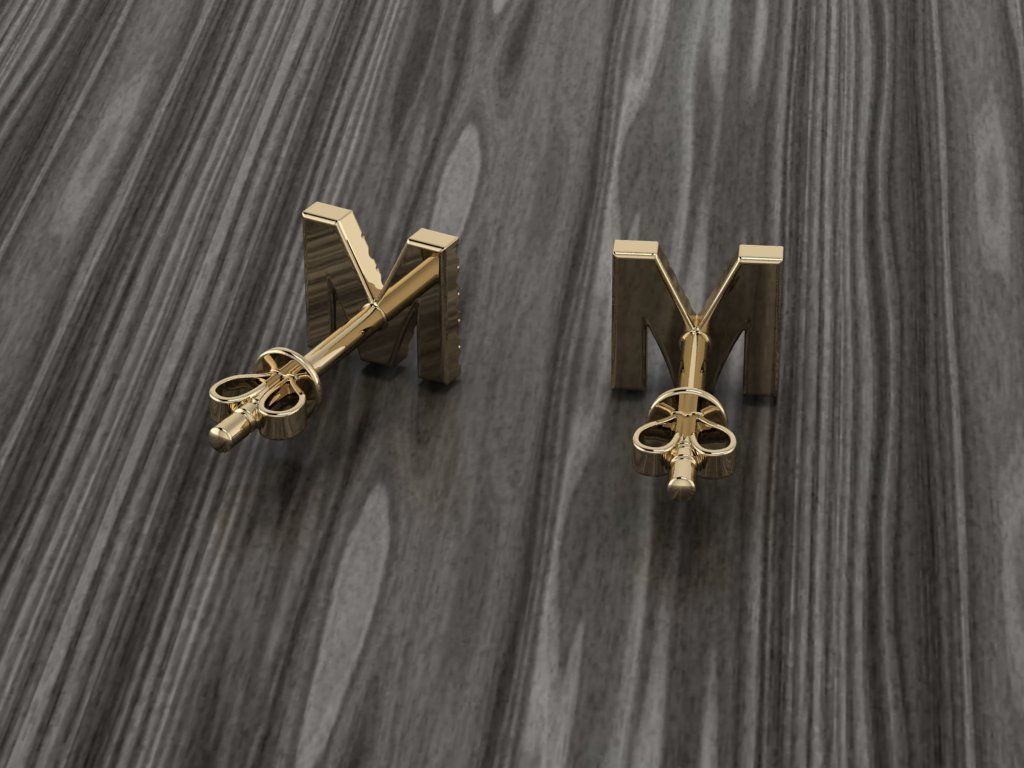 Jewelry Alphabet Earring M 3D print model_2