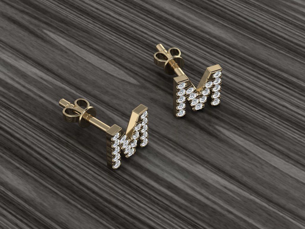 Jewelry Alphabet Earring M 3D print model_10