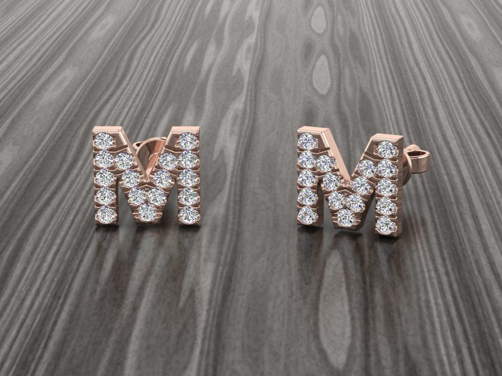 Jewelry Alphabet Earring M 3D print model_4