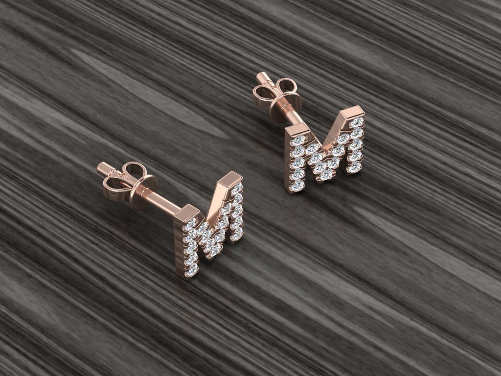 Jewelry Alphabet Earring M 3D print model_5