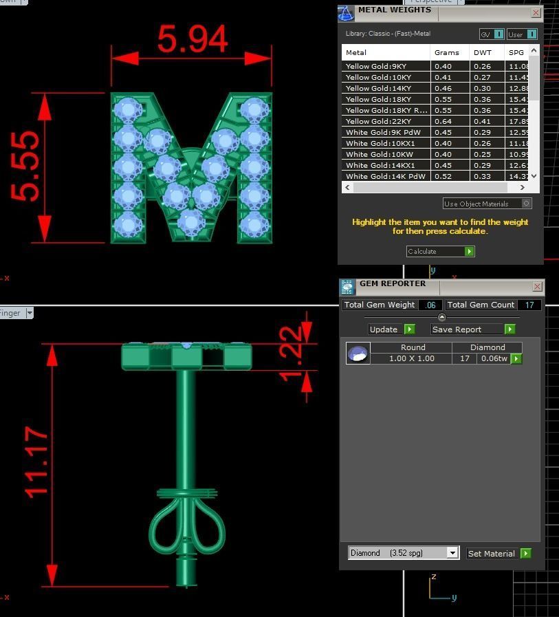 Jewelry Alphabet Earring M 3D print model_1