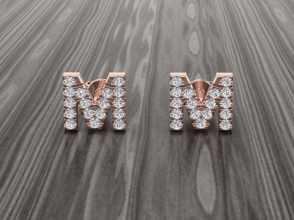 Jewelry Alphabet Earring M 3D print model_3