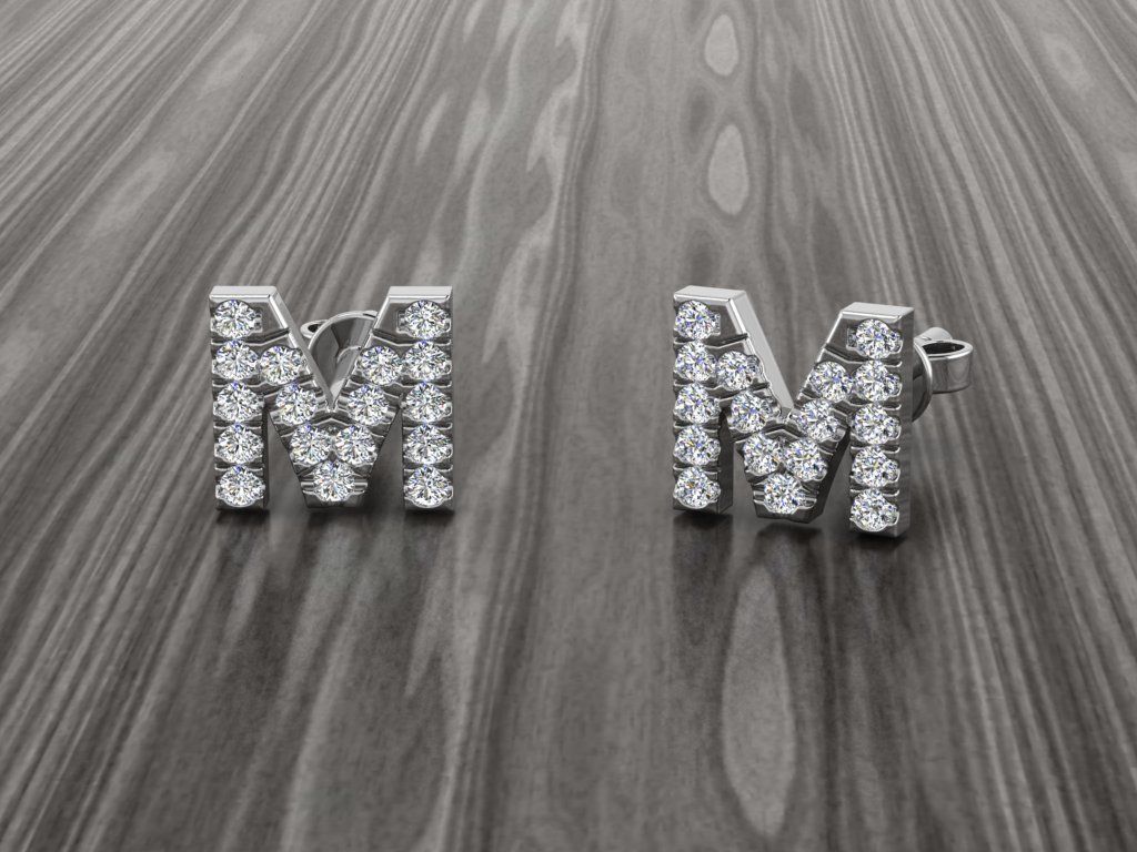 Jewelry Alphabet Earring M 3D print model_7