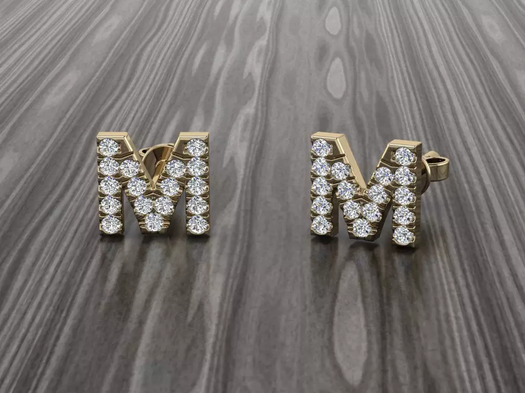Jewelry Alphabet Earring M 3D print model_0
