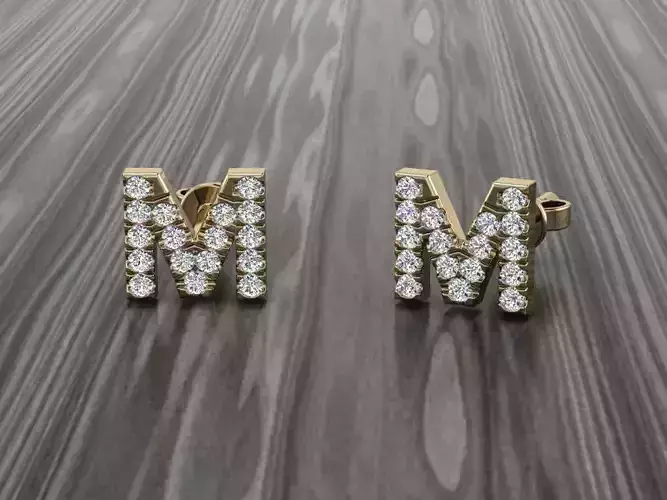 Jewelry Alphabet Earring M 3D print model