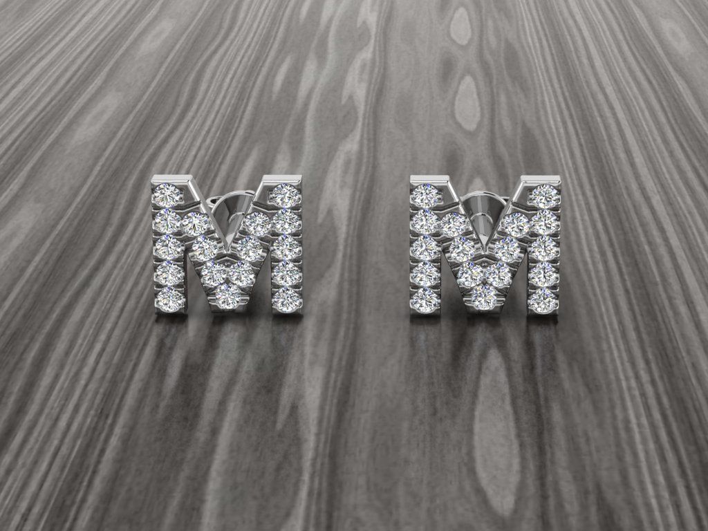 Jewelry Alphabet Earring M 3D print model_6