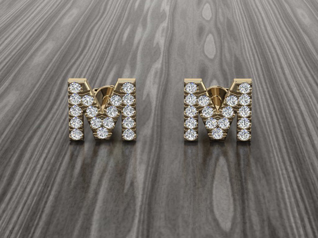 Jewelry Alphabet Earring M 3D print model_9