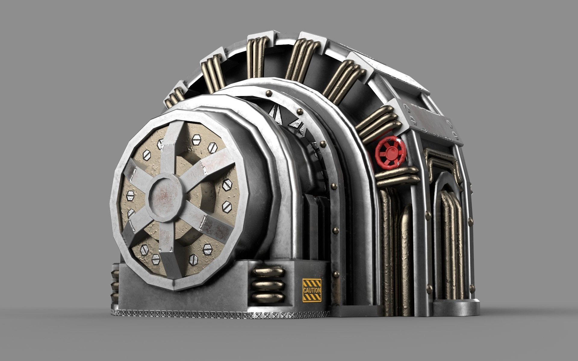 Industrial Generator Low-poly 3D model_3