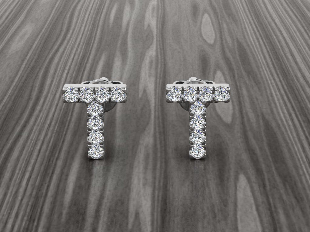 Jewelry Alphabet Earring T 3D print model_6
