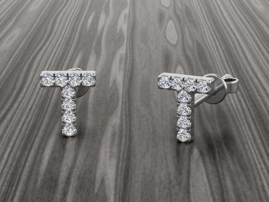 Jewelry Alphabet Earring T 3D print model_7