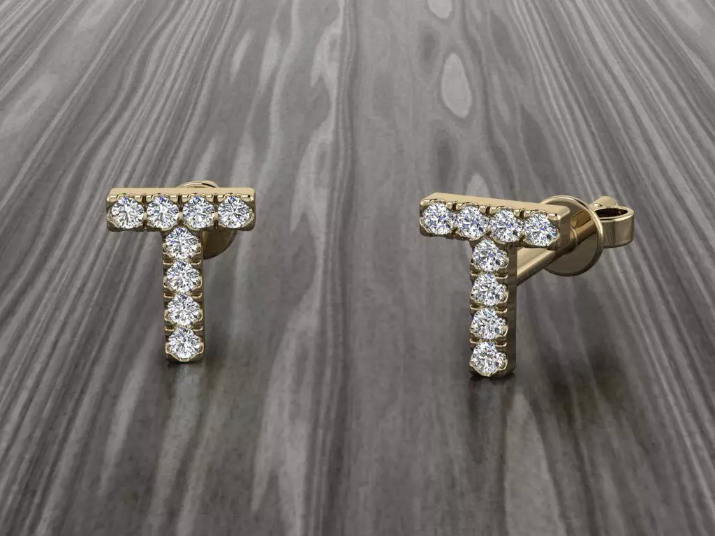 Jewelry Alphabet Earring T 3D print model_0