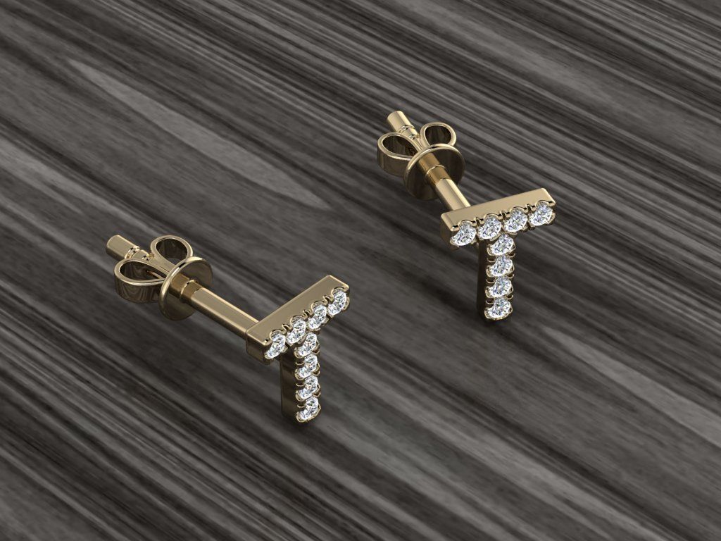 Jewelry Alphabet Earring T 3D print model_2