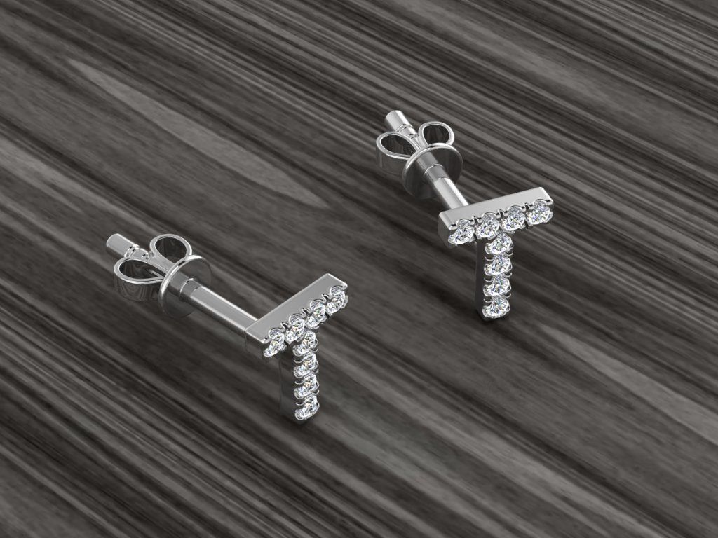 Jewelry Alphabet Earring T 3D print model_8