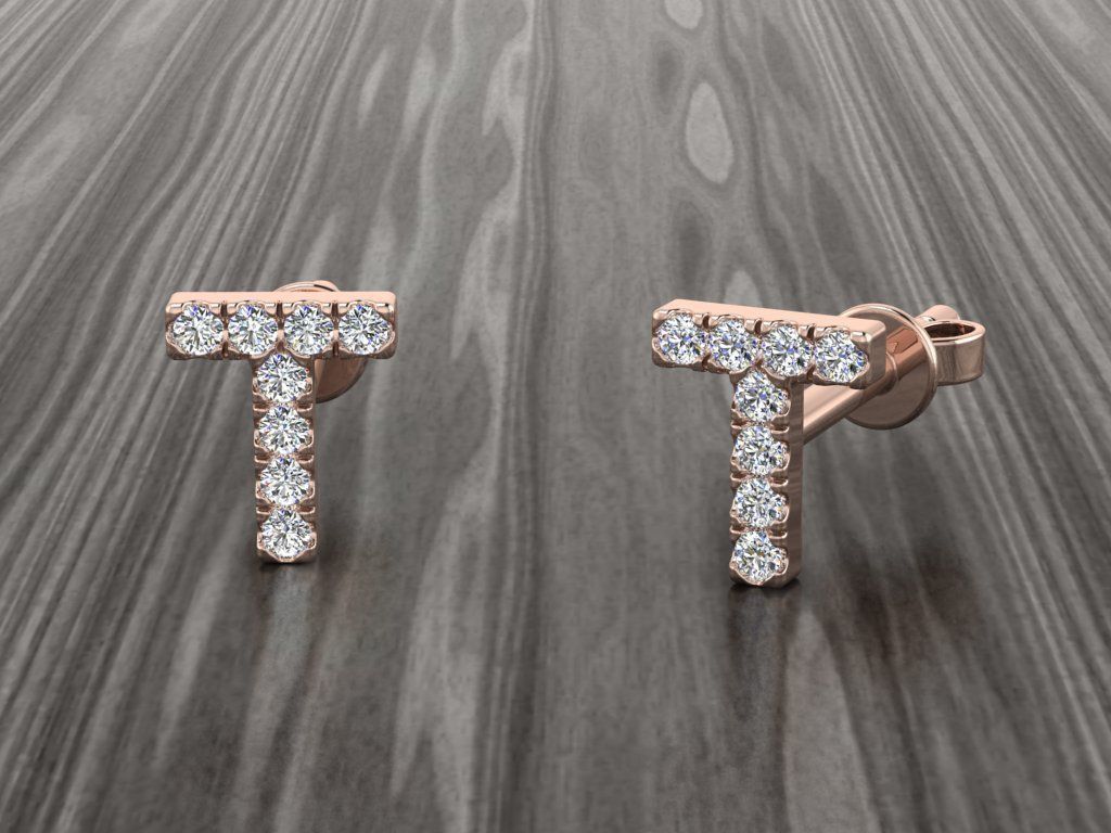 Jewelry Alphabet Earring T 3D print model_4