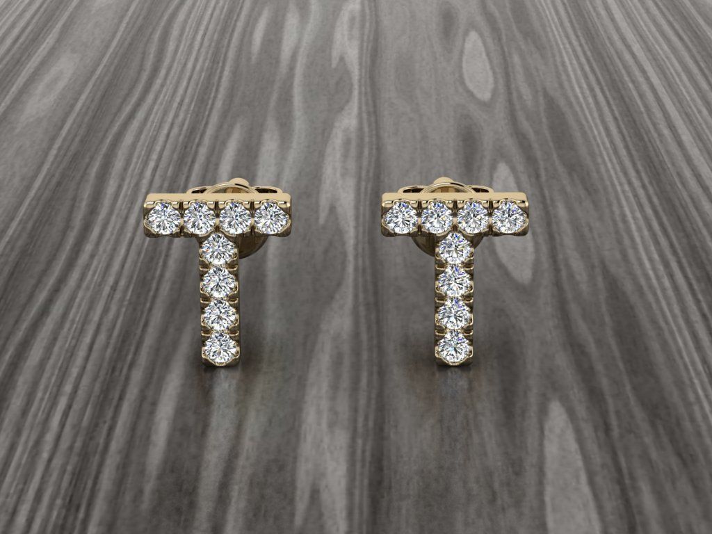 Jewelry Alphabet Earring T 3D print model_9